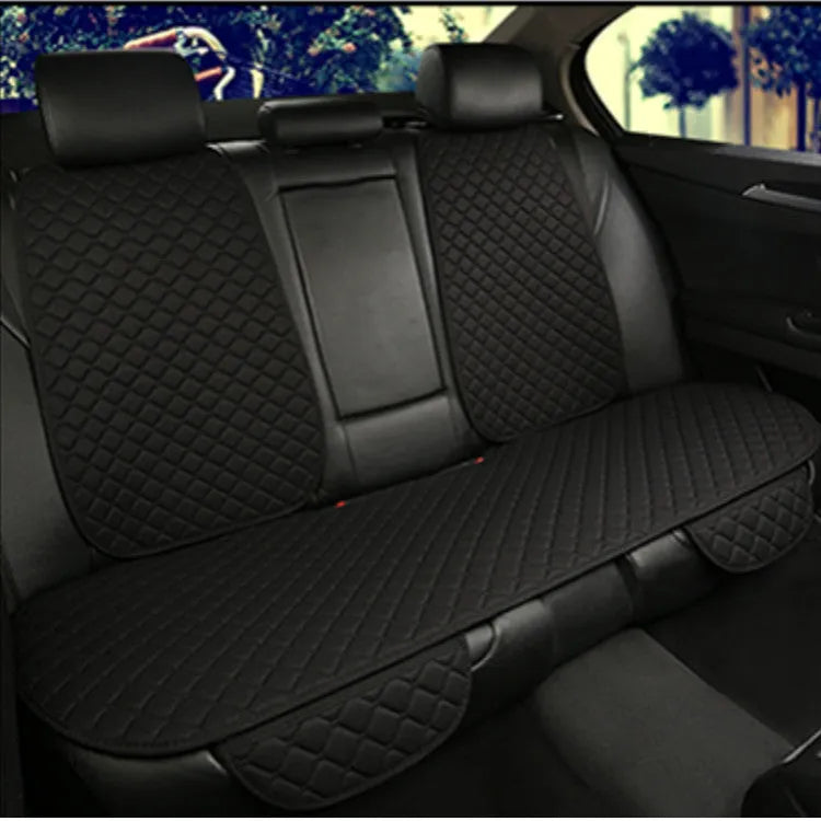 Linen car seat cushion in six colour variations showing decorative enhancement on vehicle seat
