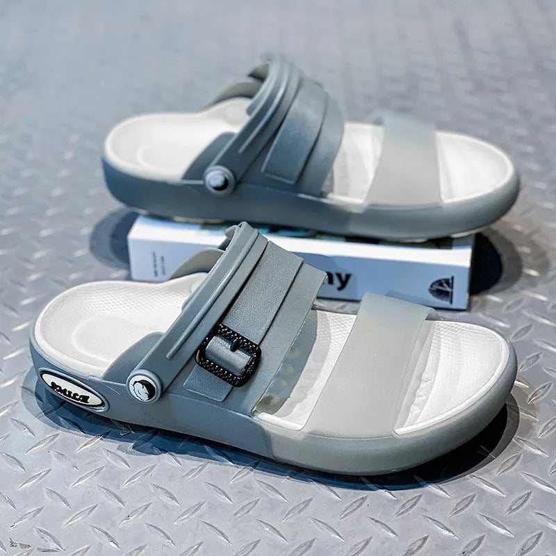 Flat wading breathable soft bottom hole shoes in black with EVA sole and oversleeve design