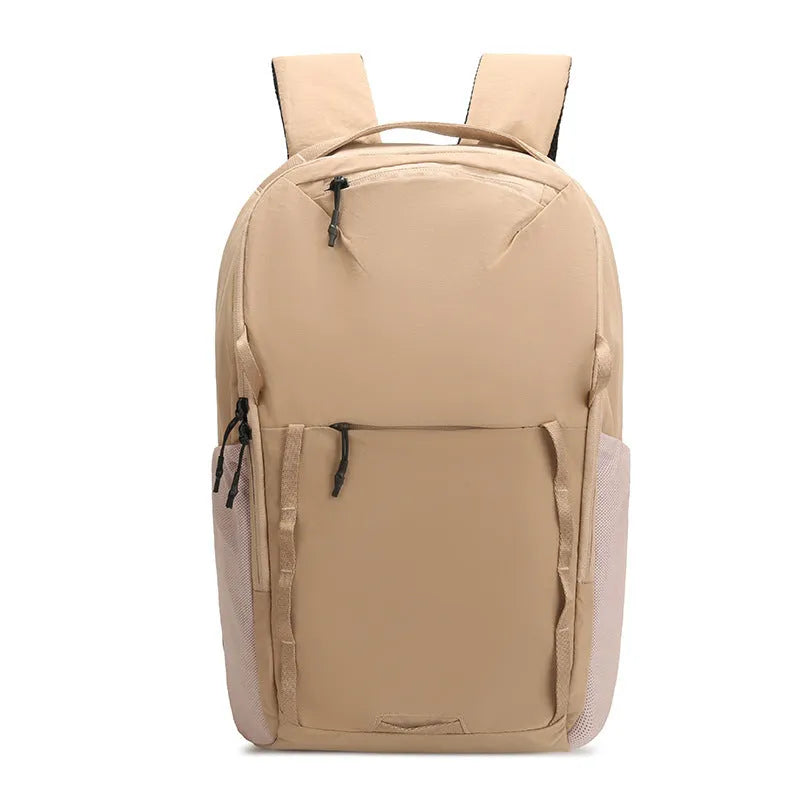 Solid-colour unisex backpack made from waterproof Taslan cloth with a curved shoulder strap.