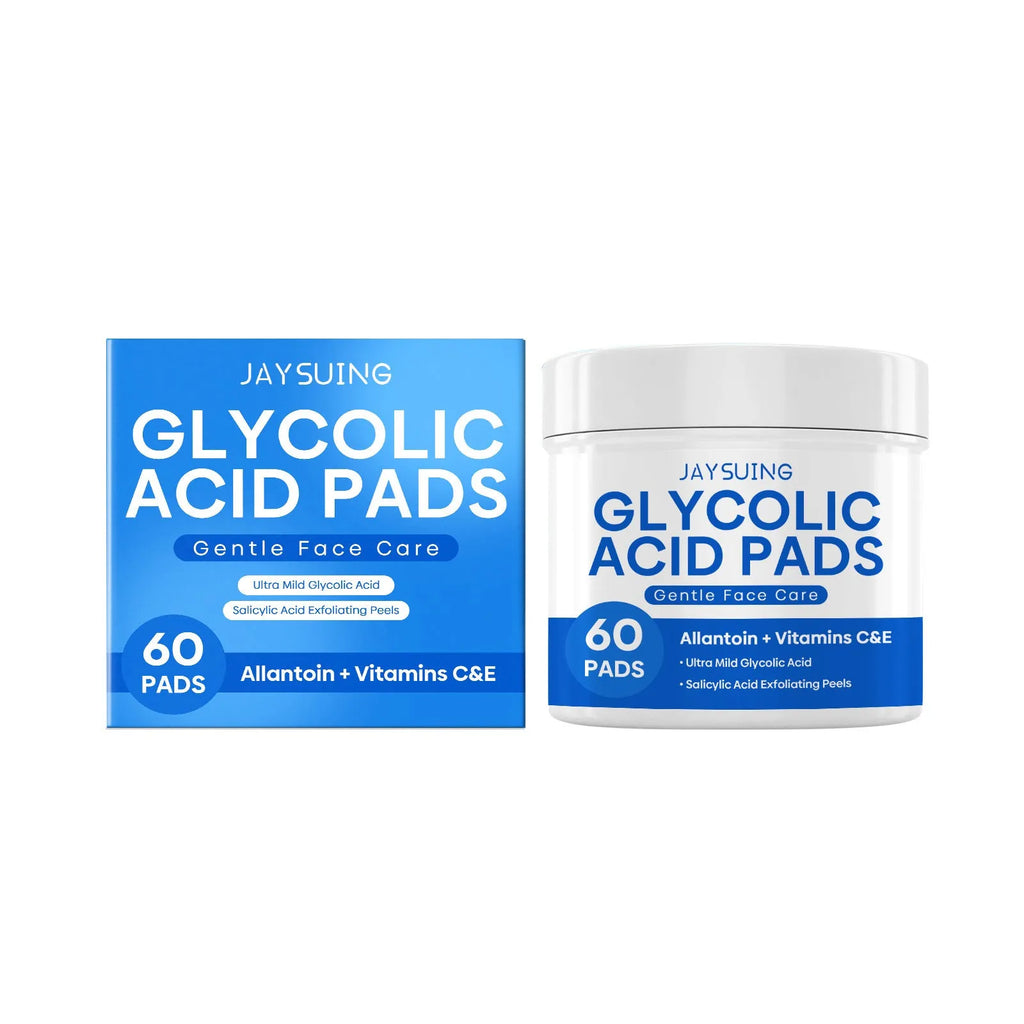 Pack of 60 glycolic acid exfoliating cotton pads for facial chemical peel treatment