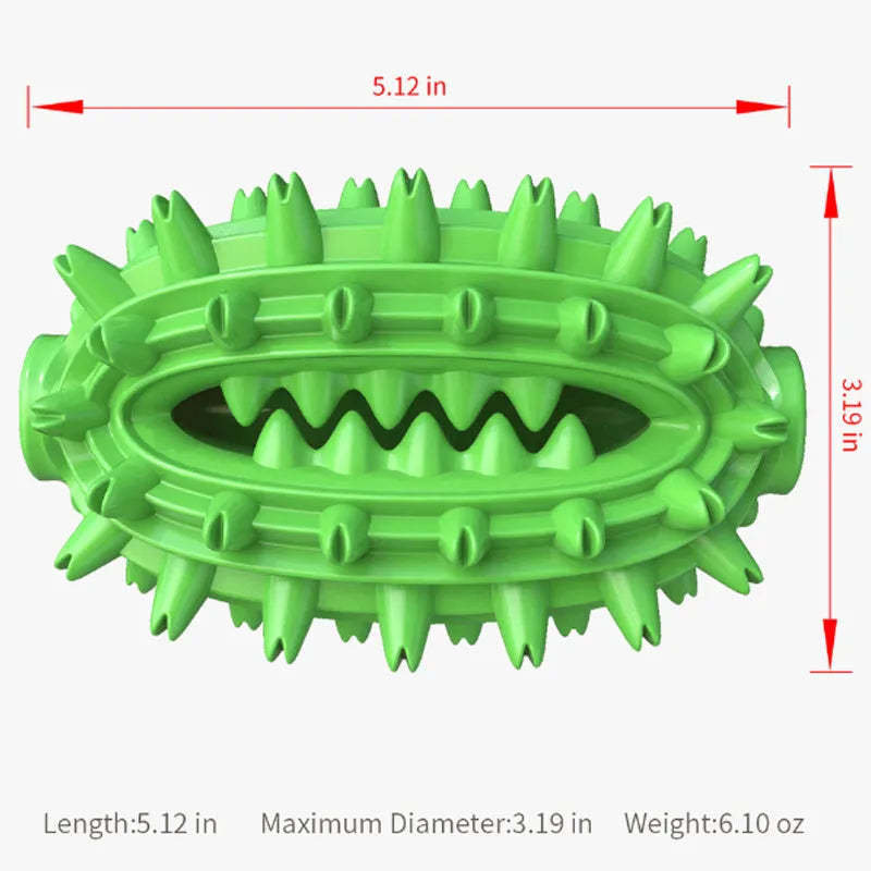 Green durable cactus-shaped dog toothbrush toy for medium to large aggressive chewers on a white background.