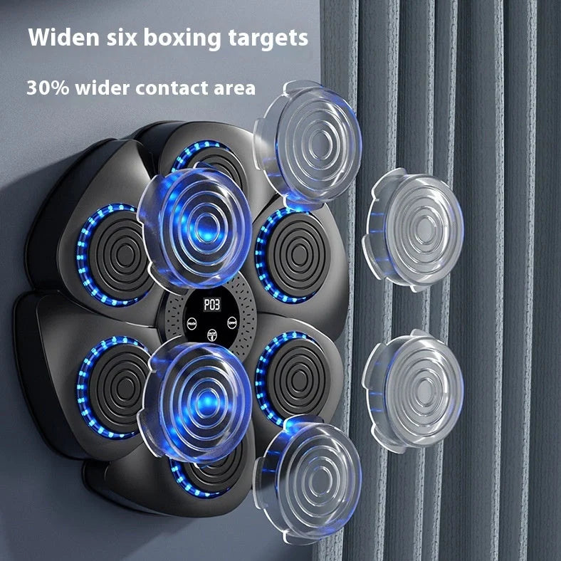 Black Bluetooth boxing target with wireless half-finger gloves for home fitness training