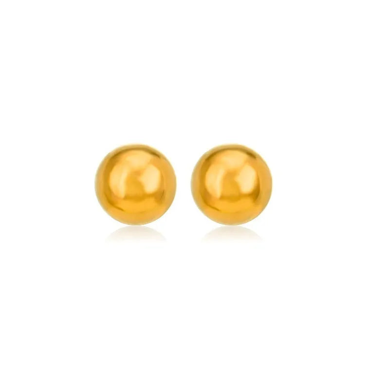Stainless steel 18K gold plated ball stud earrings in 3mm 4mm 5mm 6mm sizes