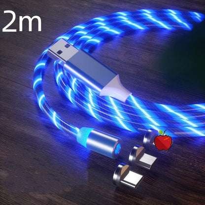 Magnetic charging cable with LED indicator, available in blue, red, green, and colorful options.