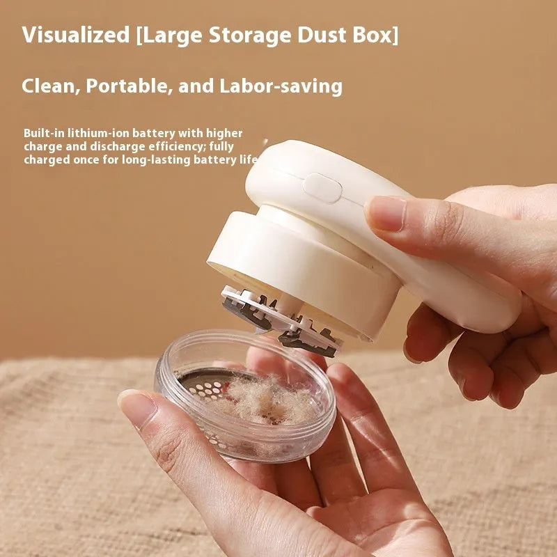 Digital display lint roller and fur ball trimmer in beige or purple with optional cutter heads.