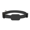 Black pet positioning collar with Bluetooth tracker on adjustable strap for cats and puppies