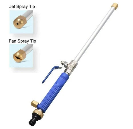High-pressure electric water gun in blue and silver for car and garden cleaning