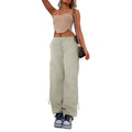 Men's loose-fit straight-leg cargo casual trousers in black with multiple utility pockets on the legs.