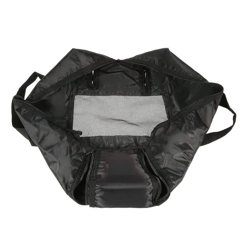 Black cat bath bag for grooming and veterinary care with folding capability