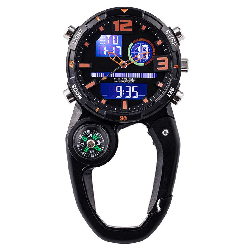 Compass round screen outdoor mountaineering buckle watch with titanium metal buckle and alloy strap