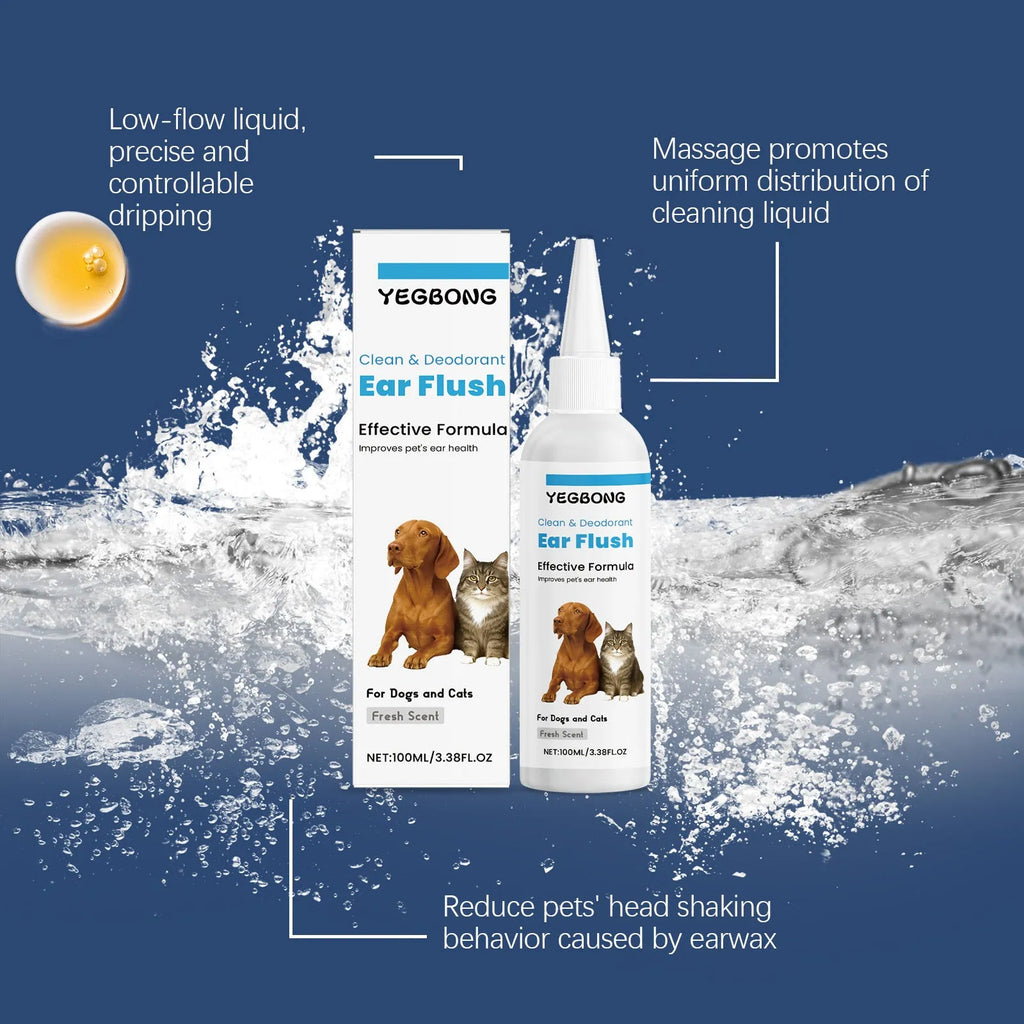 100ml bottle of dog and cat ear cleaner for gentle earwax removal.