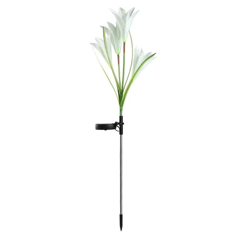 Solar powered LED garden ground lamp with flower shape design in multiple colours