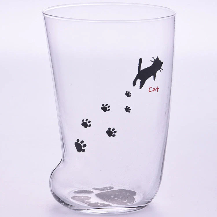 Heat-resistant glass cat paws mug with frosted texture, 300ml capacity