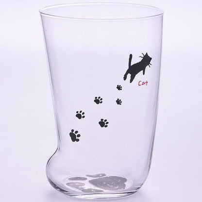 Heat-resistant glass cat paws mug with frosted texture, 300ml capacity