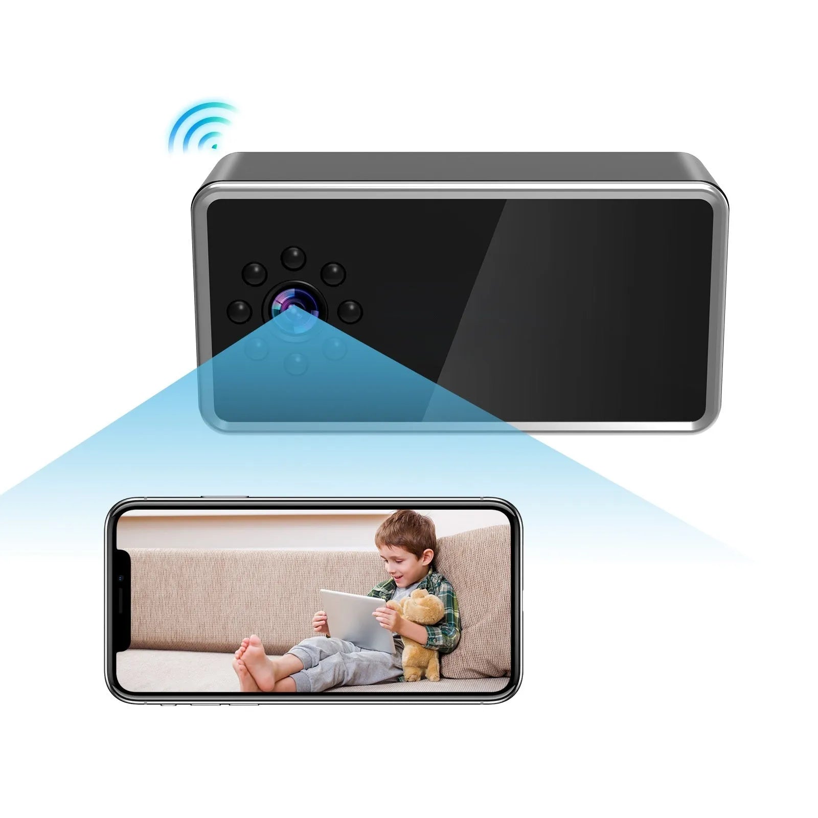 Wireless network surveillance camera unit with compact design for indoor monitoring