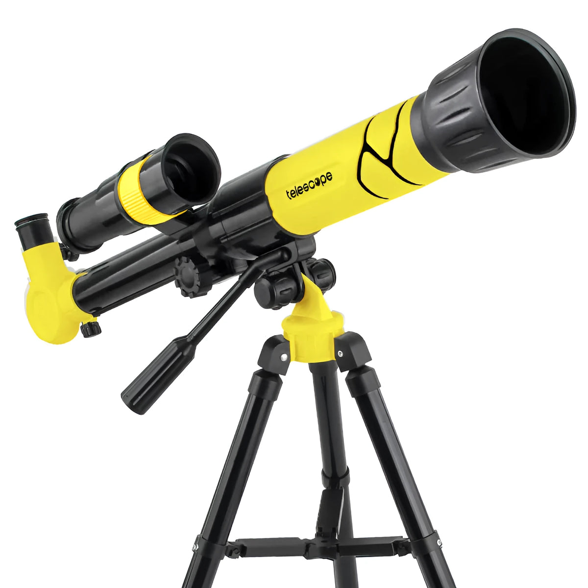 White or yellow children's 150X astronomical telescope with tripod, iPhone compatible