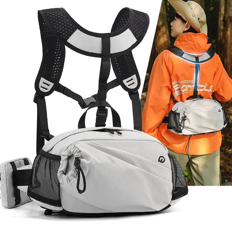 Army Green nylon convertible backpack that also functions as a waist bag with polyester lining
