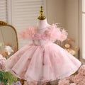 Pink polyester girls princess dress light luxury high-end style suitable height 80-150cm