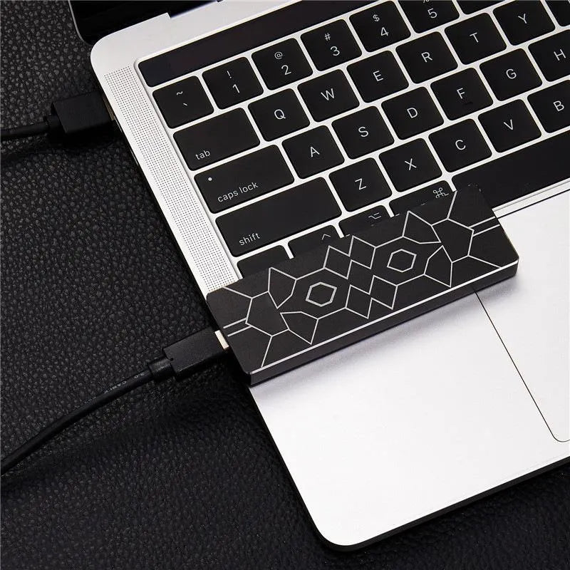 Ultra-thin metal mobile SSD portable hard drive 100mm x 70mm in silver