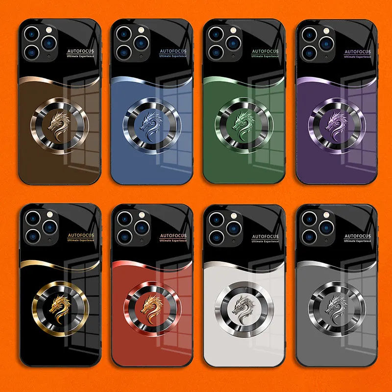 All-inclusive drop-resistant metal phone case in Obsidian Black with wave pattern