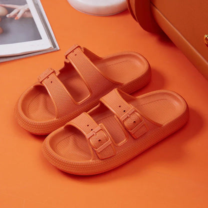 Stylish platform sandals in various colors, featuring a trendy buckle design and cushioned soles for comfort