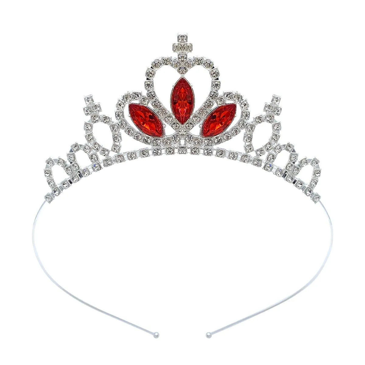 Gold electroplated alloy princess crown tiara with crystal accents for girls birthday parties