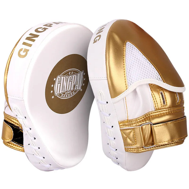Vertical boxer sanda training target in gold or green PU leather for home martial arts practice.