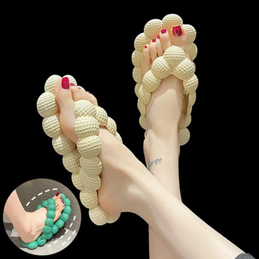 Women's bubble slippers in herringbone design, available in beige, rose red, black, and green