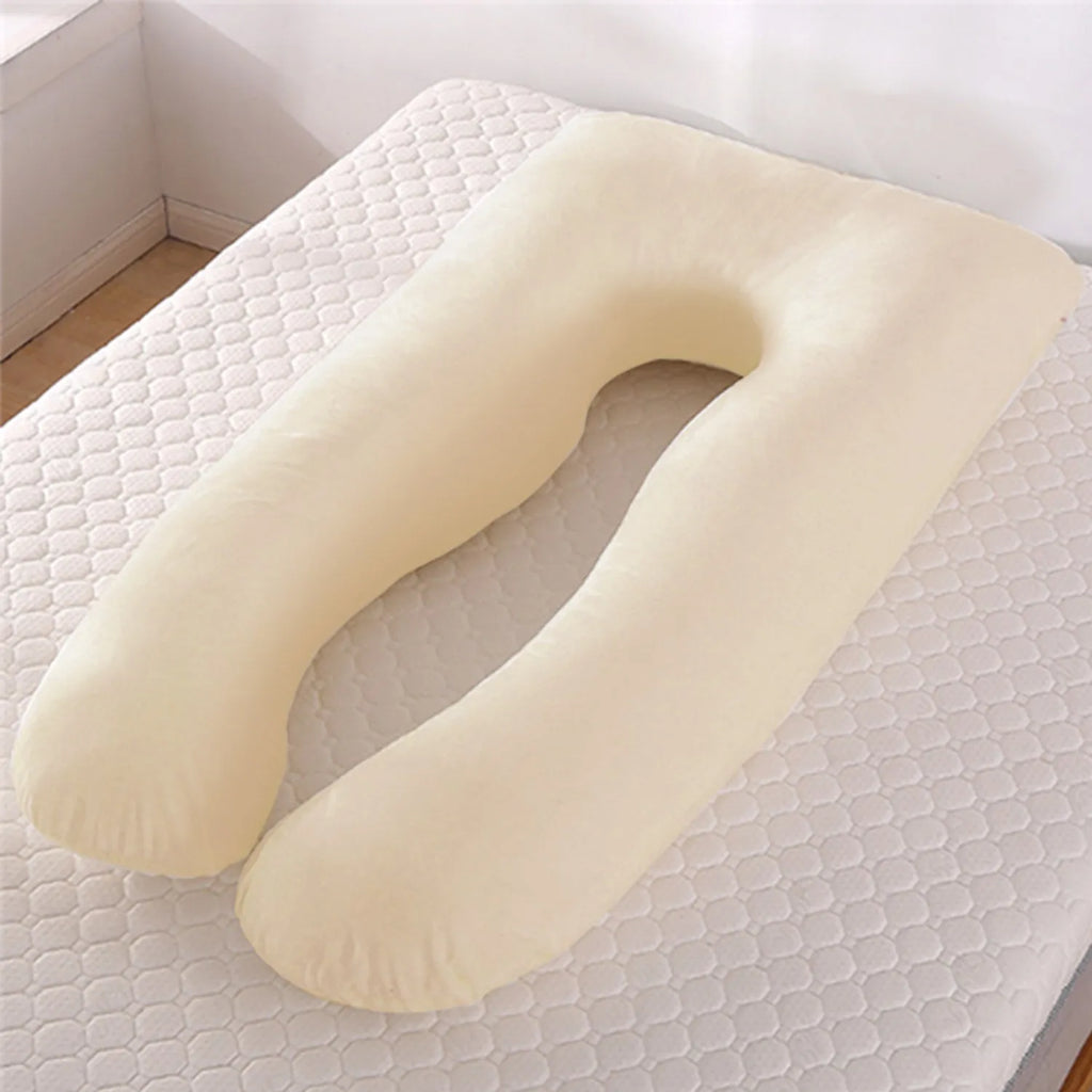 U-shaped ice silk pregnancy pillow in green colour showing 130x70cm dimensions