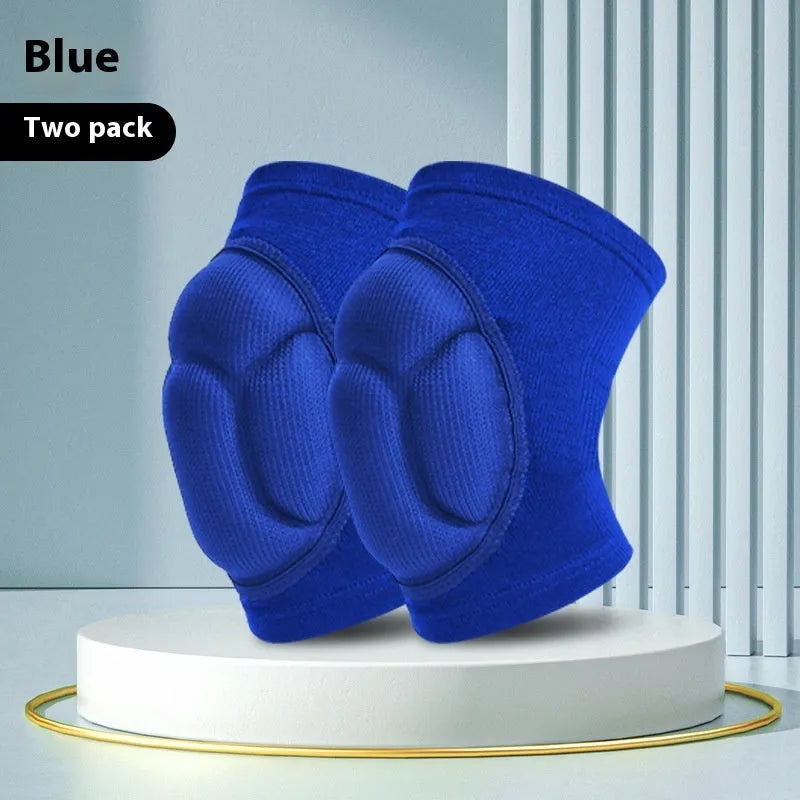 A pair of black thick sponge knee pads for dance and sports protection.