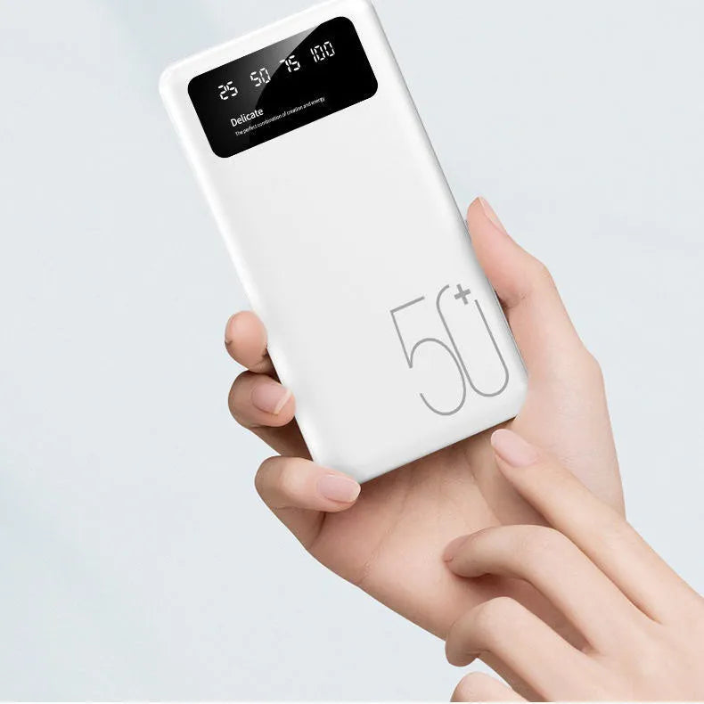 50000 mAh fabric texture portable power bank with LED LCD display in black and white options
