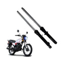 Pair of 71x13x13cm metal motorcycle shock absorbers on a grey background