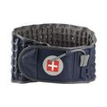Unisex inflatable waist support traction belt in apricot with short tire pump, made from PU leather and cotton fabric