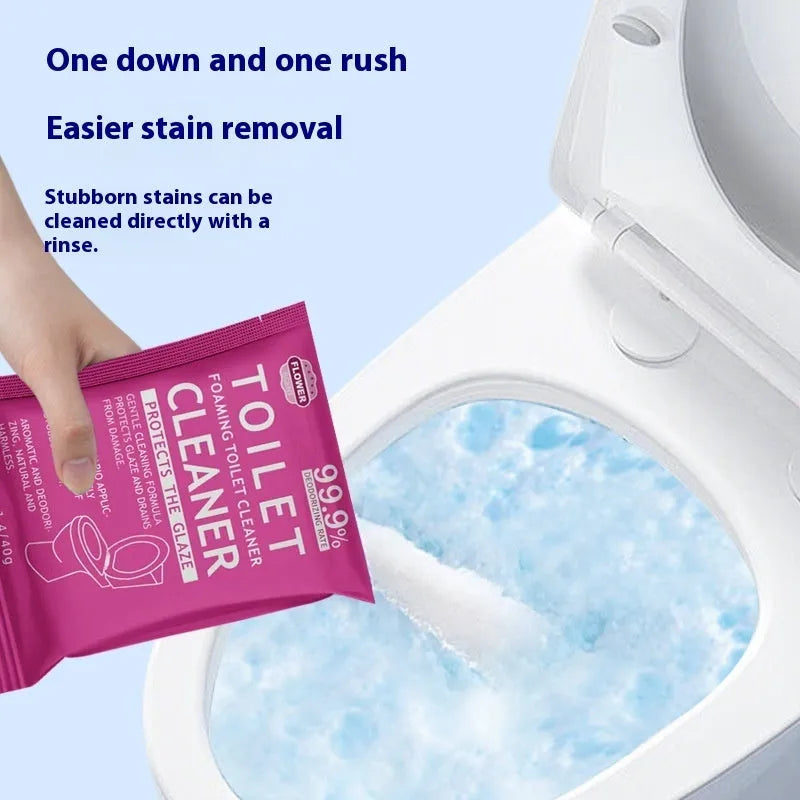 Toilet bubble powder cleaner in blue ocean and pink floral fragrance options