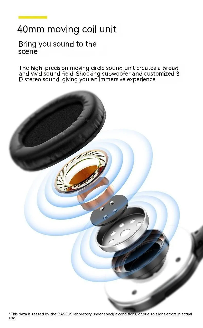 Black and white wireless Bluetooth gaming headset with sports design showing ear cushions and adjustable headband