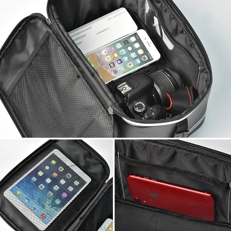 7012 black PU leather backseat car storage bag with 12 litre capacity for bicycle equipment