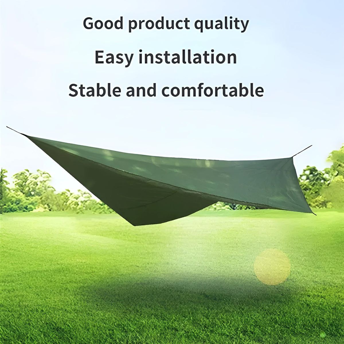 Waterproof anti-mosquito sunshade hammock package with canopy in army green for outdoor camping