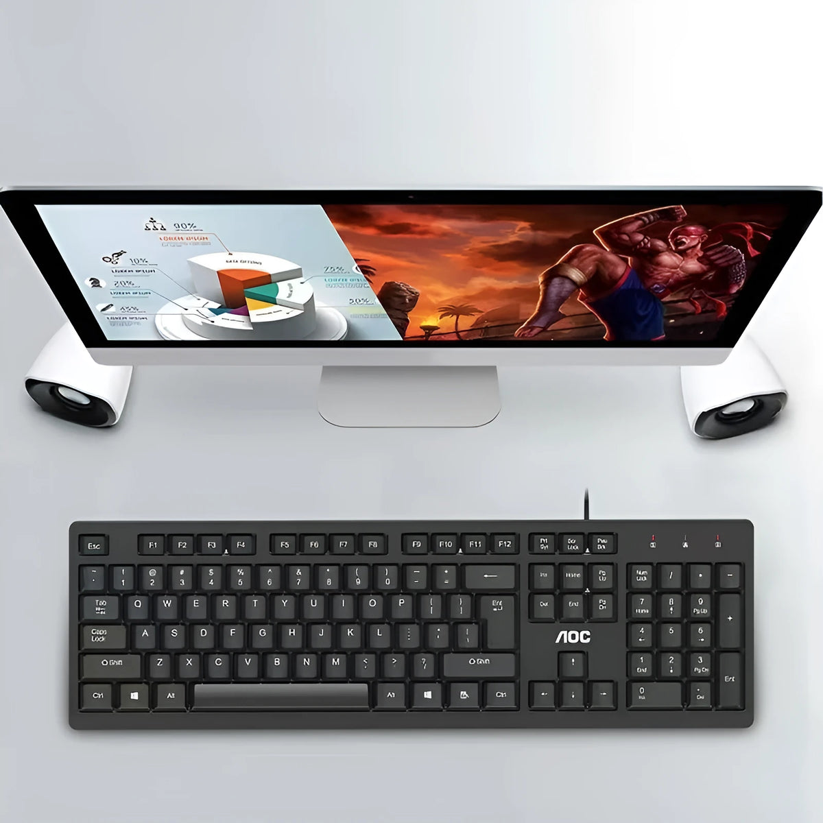 Black wired USB keyboard and mouse set KM160 with 1.5m cables on a desk