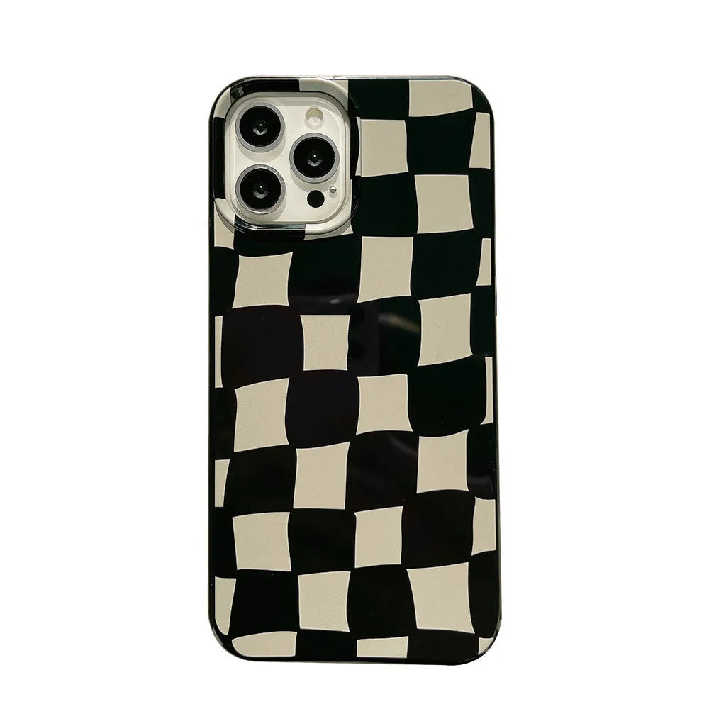 Bright Black Twisted Grid TPU phone case for iPhone 13 Pro Max with lattice pattern