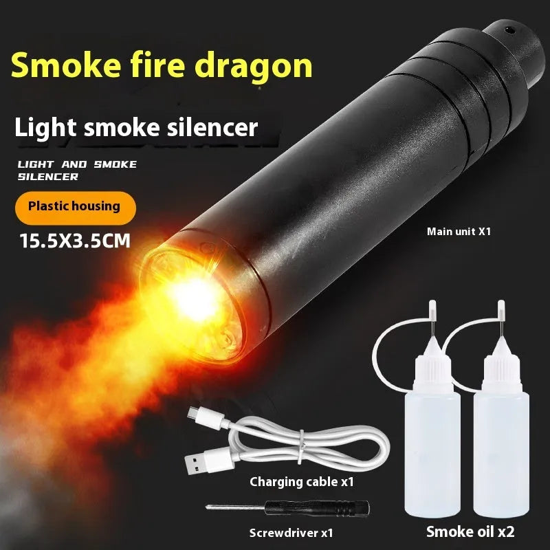 Black Plastic Smoke Dragon smoke toy with 19mm direct plug and 20ml smoke oil bottle