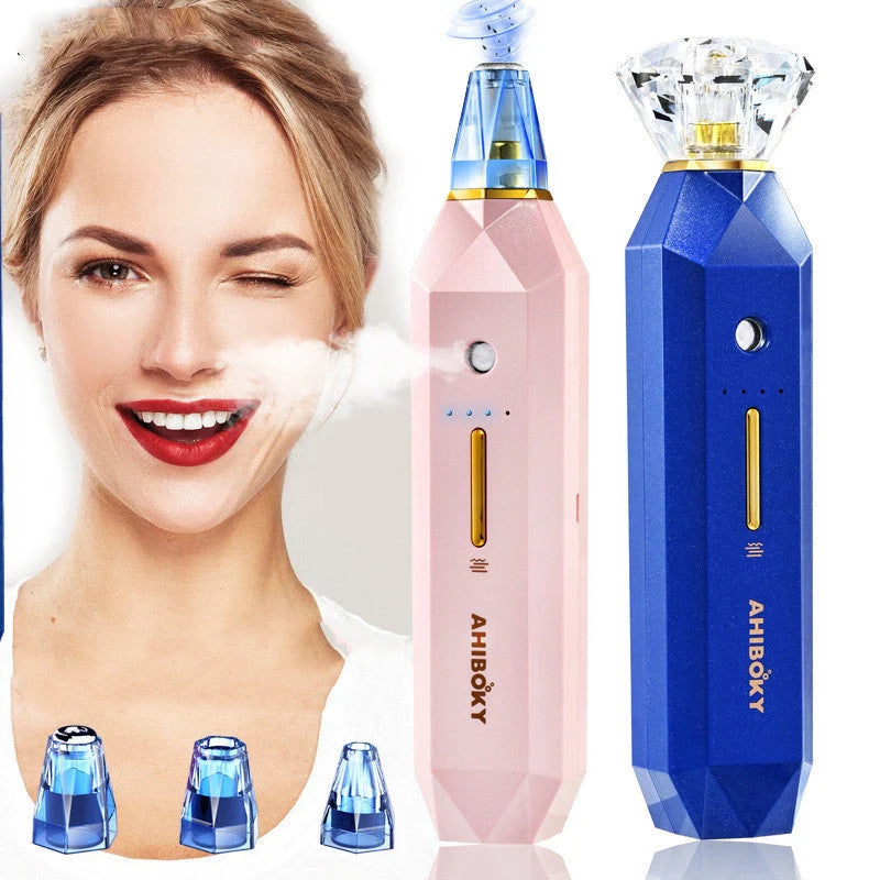 2-in-1 blackhead remover and facial sprayer in pink and sapphire blue
