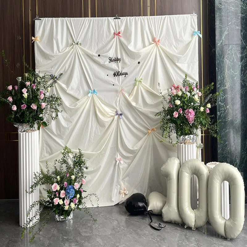 Wrought iron wedding photography background support system with telescopic frame and bold thickened bases