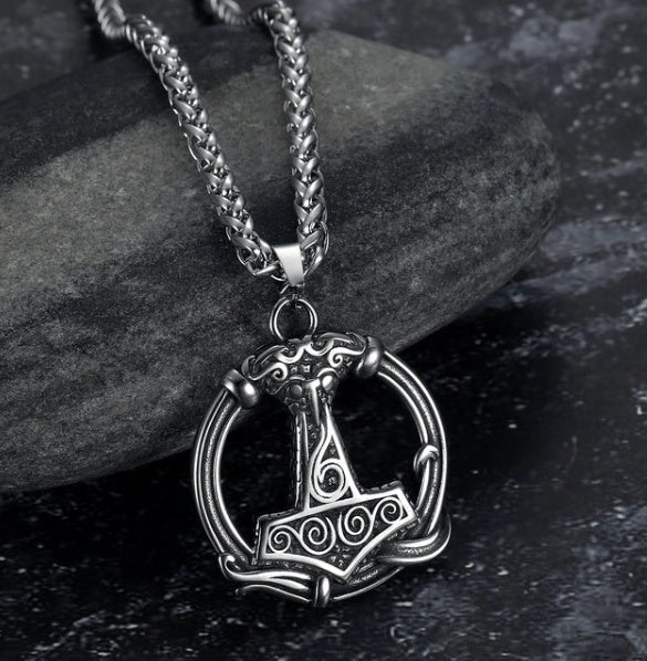 Vintage Nordic rune necklaces with Elder Futhark pendant in stainless steel and gold finishes