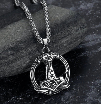 Vintage Nordic rune necklaces with Elder Futhark pendant in stainless steel and gold finishes