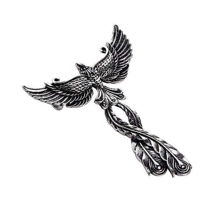 Detailed zinc alloy phoenix pendant necklace with 65CM chain, unisex design