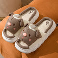 A pair of open toe linen slippers for couples on a light background, showing the flip-flop style and linen upper texture.