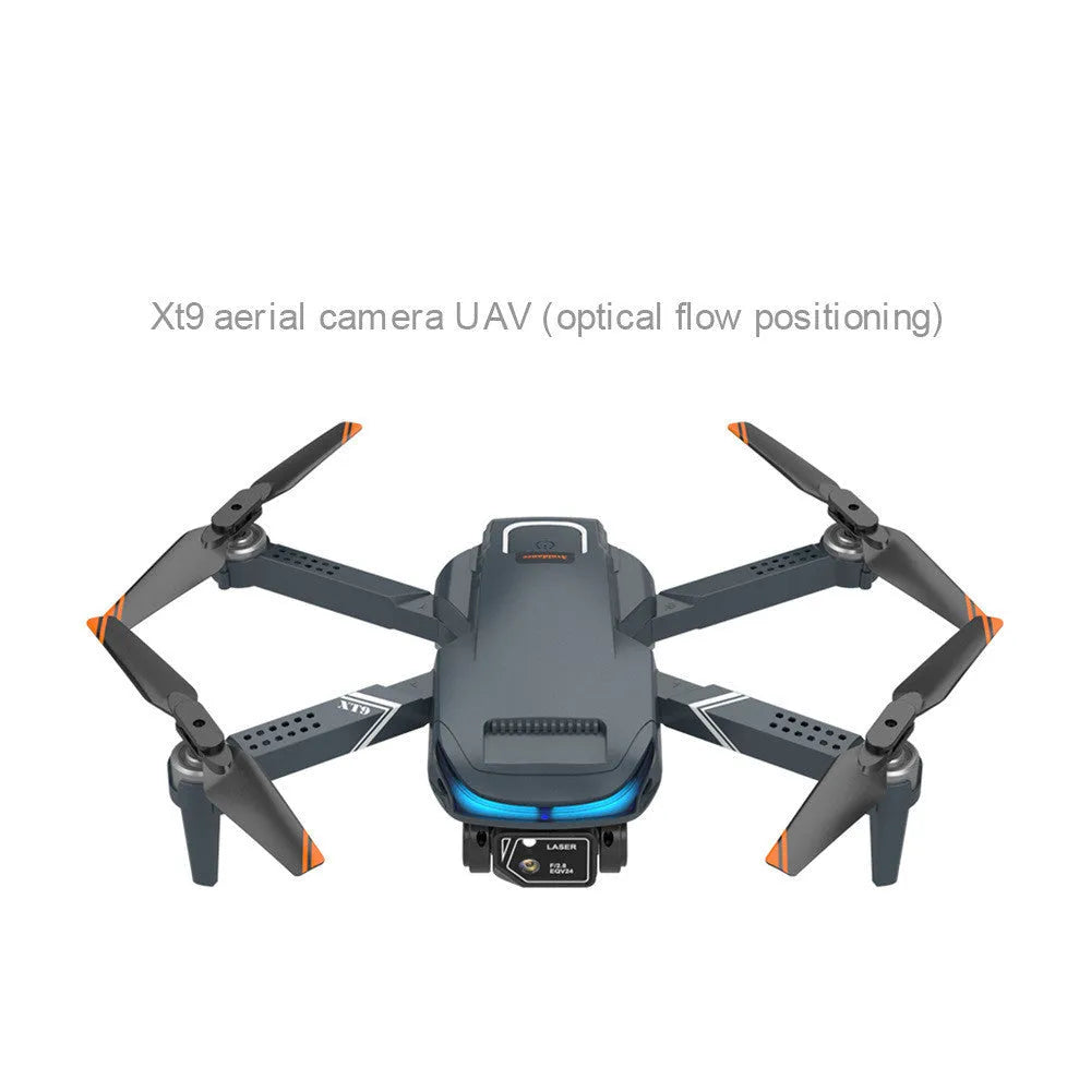 High-definition dual-lens multi-rotor remote control drone with foldable arms, black colour, 4K camera