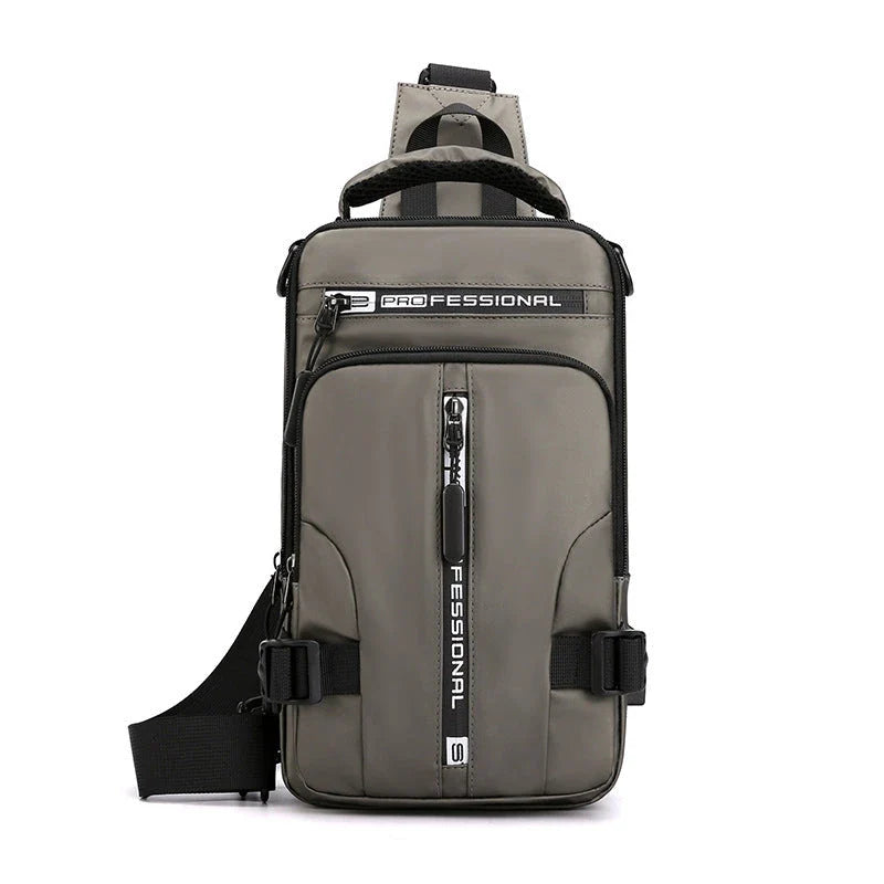 A versatile crossbody backpack for men with multiple pockets and a sleek, square profile for convenient, hands-free carry