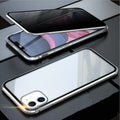 Double-sided tempered glass magneto clamshell phone case for iPhone with anti-peeping function in black colour