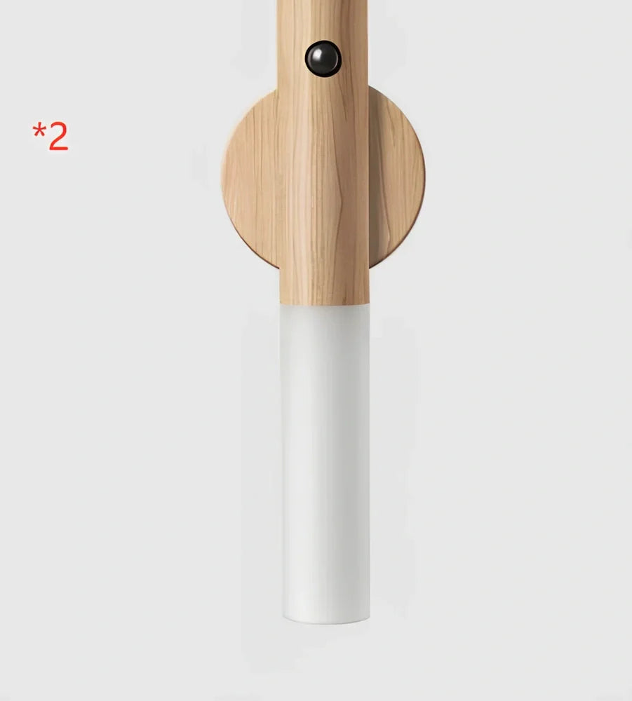 Smart Sensor LED Desk Lamp in coffee wood, 182mm tall with 500mAh battery and warm white 1W light